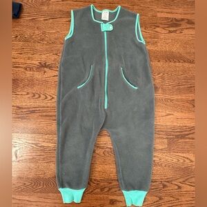 Gray Fleece Sleep Sack with Teal Trim - Kids